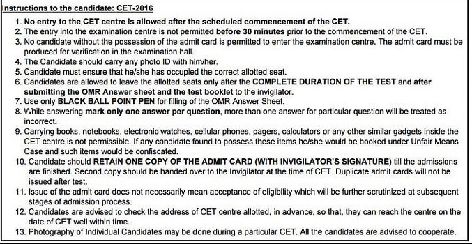 IPU CET 2018 Admit Card Instructions