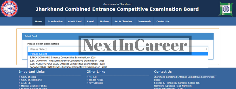 Download JCECE 2018 Admit Card / Hall Ticket