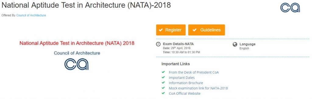 NATA 2018 Admit Card