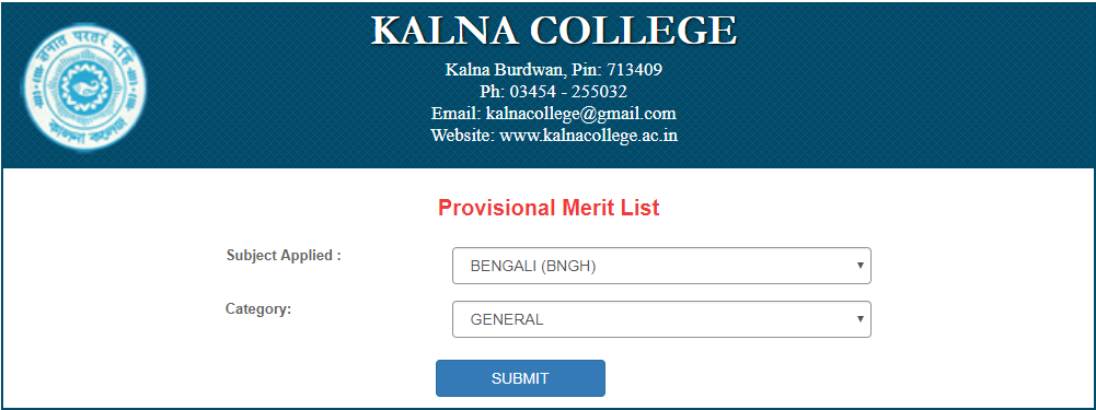 kalna college merit list 2018