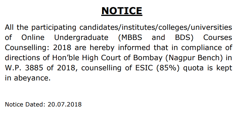 NEET Bombay HC Counselling Stopped